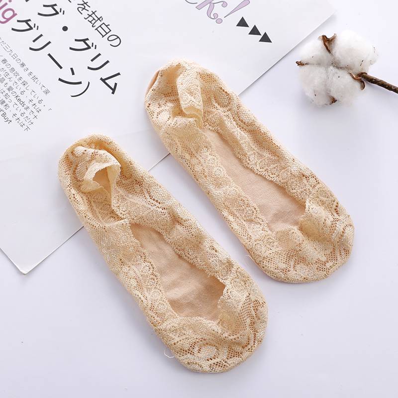 Two-pack lace ladies shallow mouth invisible boat socks silicone women thin ultra-thin sweat-absorbent sports wind