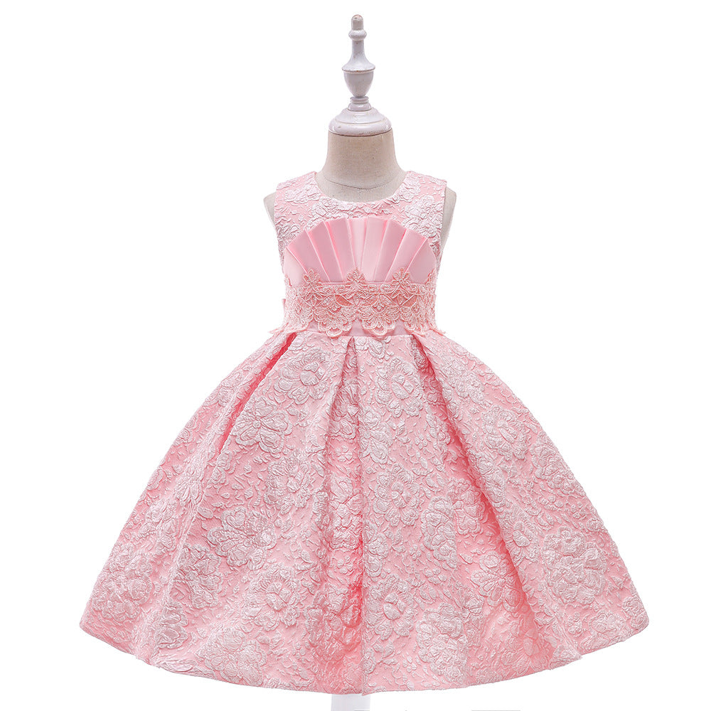 Children's dress heavy industry printing long-sleeved show birthday princess dress