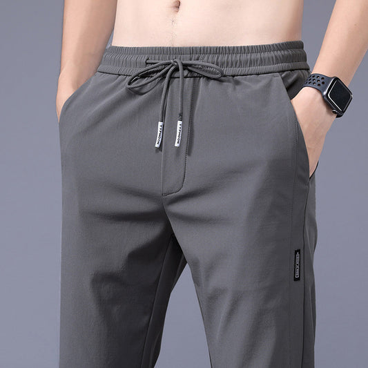 Spring and autumn new sports pants men's straight loose elastic autumn and winter plus velvet thick casual pants overalls pants