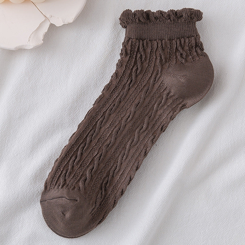 Socks female shallow mouth boat socks fungus lace ins tide cute cotton socks