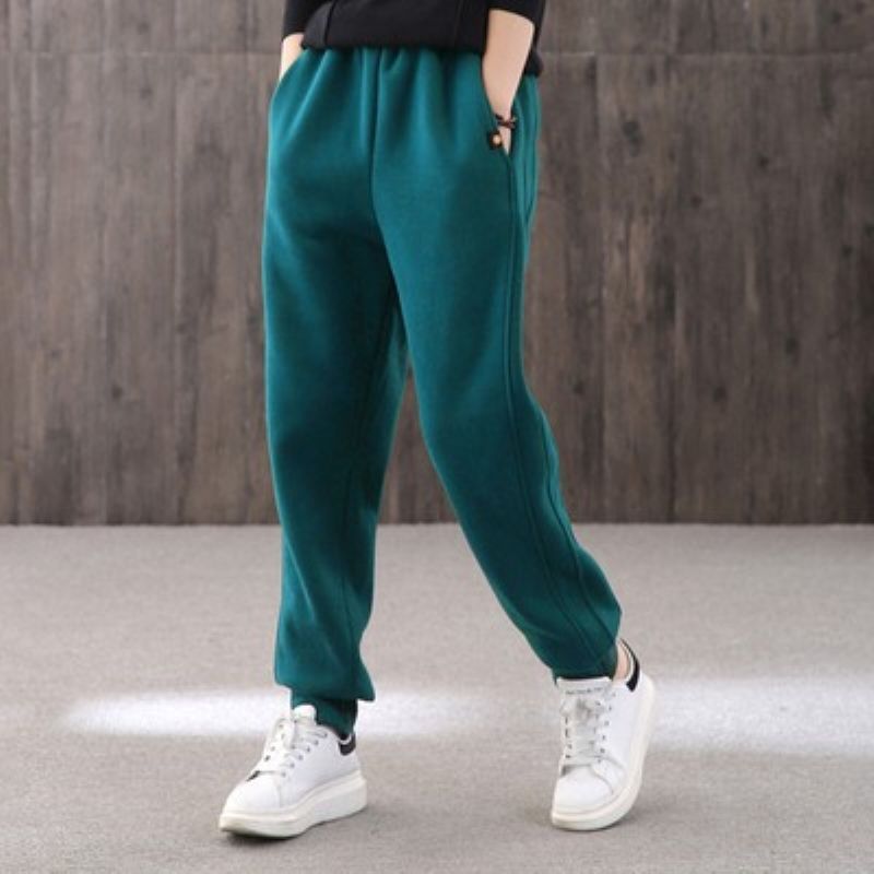 Cotton plus velvet sports pants women's thickened sweatpants large size casual pants loose and thin Korean style trousers