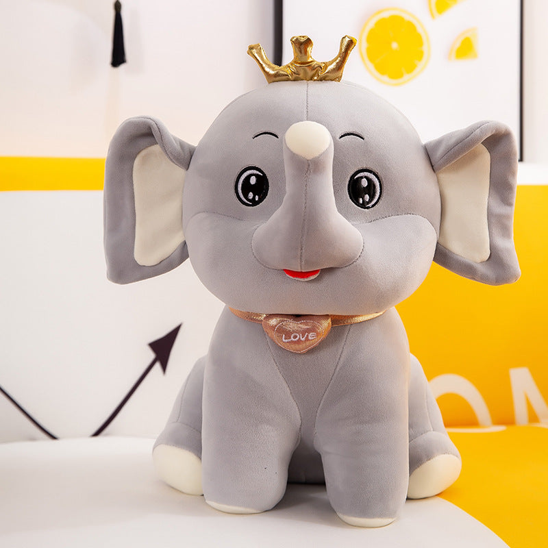 New Crown Elephant Doll Cute Cartoon Elephant Plush Toy Sleeping Pillow Doll Creative Gift