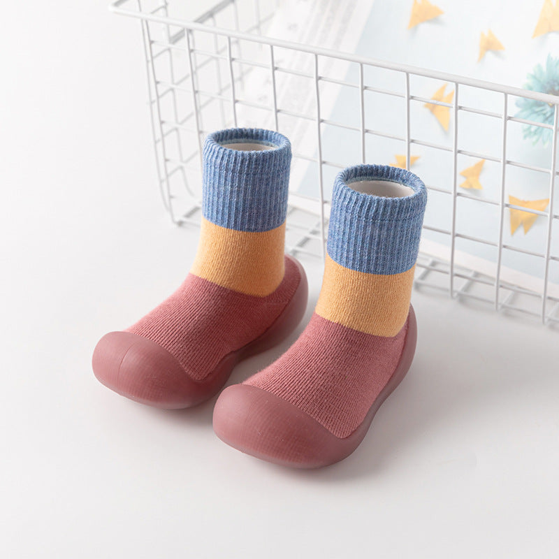 Baby Baotou anti-collision children's color matching socks shoes baby indoor non-slip soft-soled toddler shoes