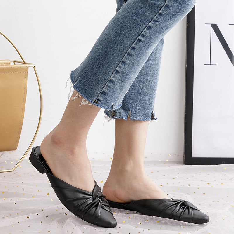 Slippers women's wear new flat-heeled women's slippers Muller sandals ins tide shoes Baotou slippers