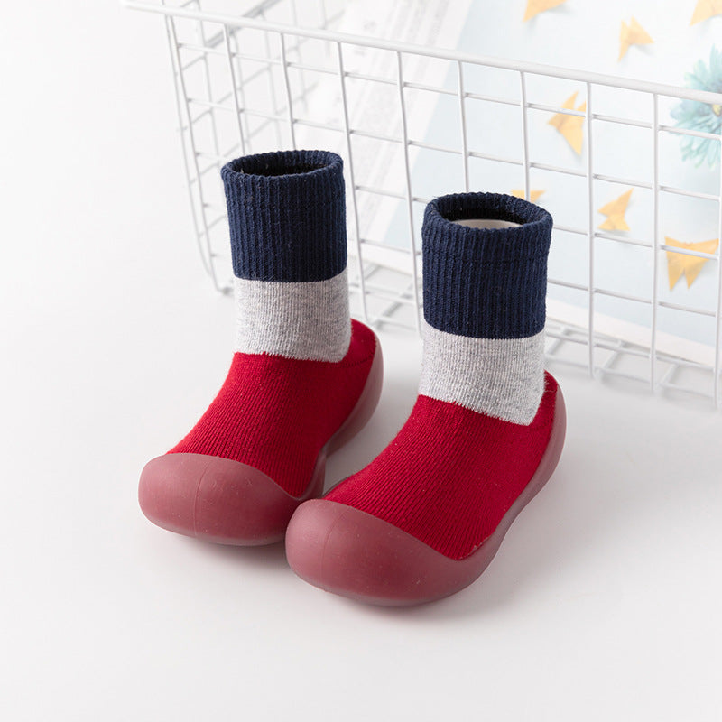 Baby Baotou anti-collision children's color matching socks shoes baby indoor non-slip soft-soled toddler shoes