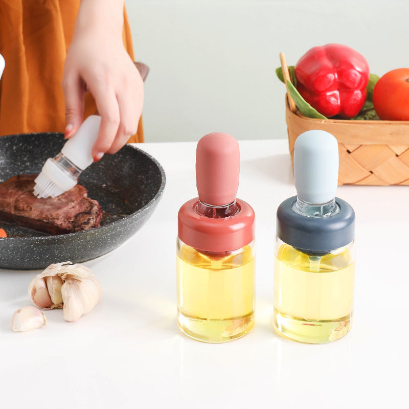 Press-type oil control oil quantitative brush oil bottle high temperature silicone brush head oil brush bottle barbecue brush oil storage bottle