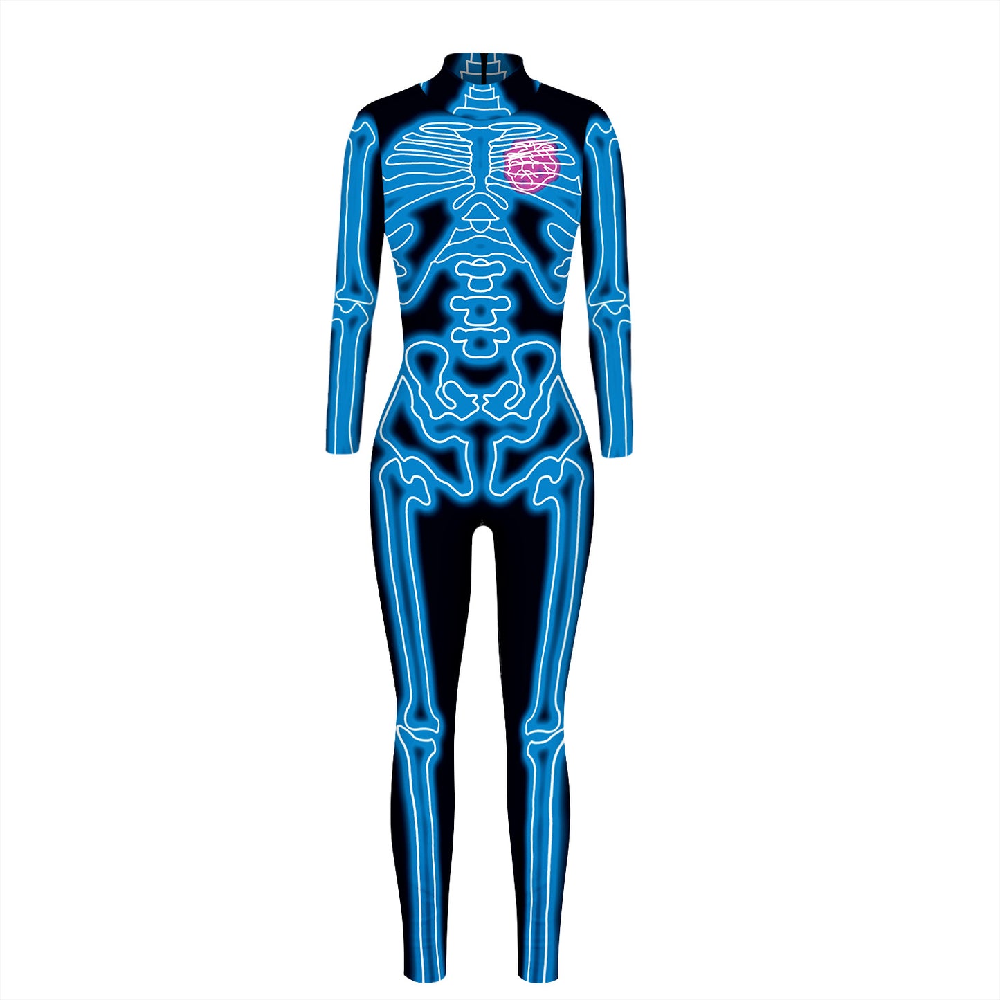 Skeleton 3D digital printing Halloween cosplay costumes women's tight-fitting long-sleeved jumpsuit