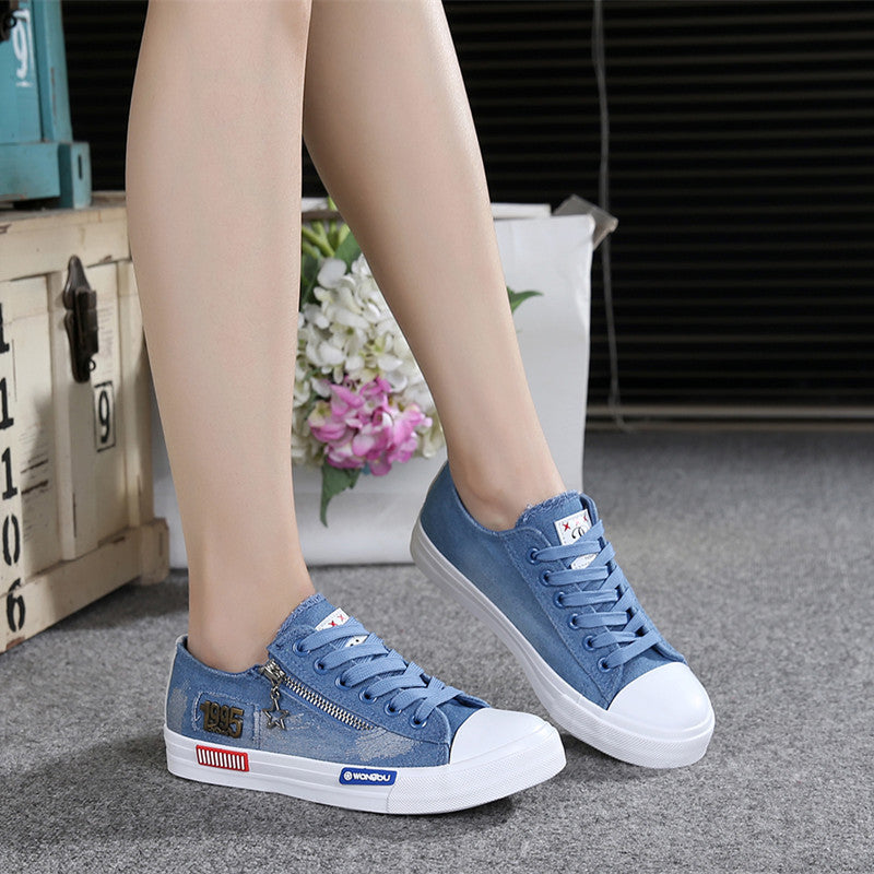 Board shoes big girls high-top canvas shoes student denim casual shoes sneakers