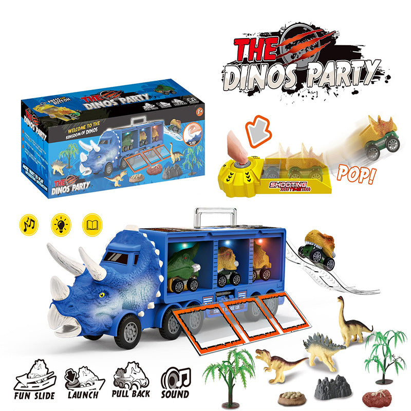 Children's dinosaur storage car model toy with light music container storage dinosaur