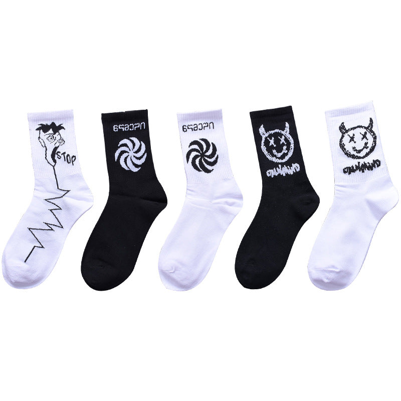 Socks men and women stockings street ins trend stockings black sports wind high-top basketball socks