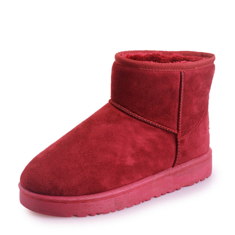 Flat-heeled short tube snow boots women's new flat-bottomed old thickening and velvet warm shoes