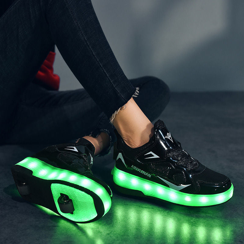 New Heelys shoes four-wheel charging boys roller skates girls shoes with wheels beginners novice with lights tide