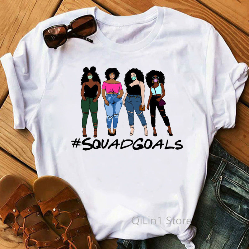 European and American Foreign Trade Feminism God Says You Are Black Girl Print Short Sleeve T-Shirt