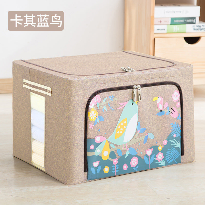 Clothes storage box imitation linen art household finishing box foldable wardrobe storage good clothes basket bag artifact