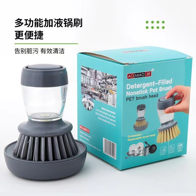 Kitchen brush pot pressing type plus detergent dishwashing brush decontamination household