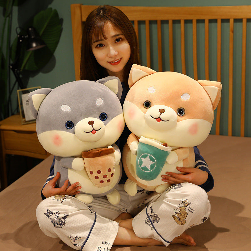 New Milk Tea Dog Plush Toy Large Doll Ragdoll Girls Children Gifts