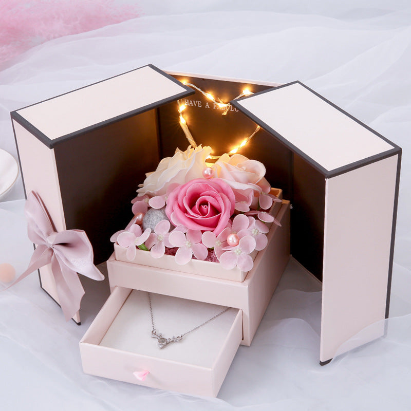 Rose Soap Flower Gift Box Fawn Lipstick Eternal Flower Rose Gift Box Christmas Tanabata Valentine's Day Creative Gift