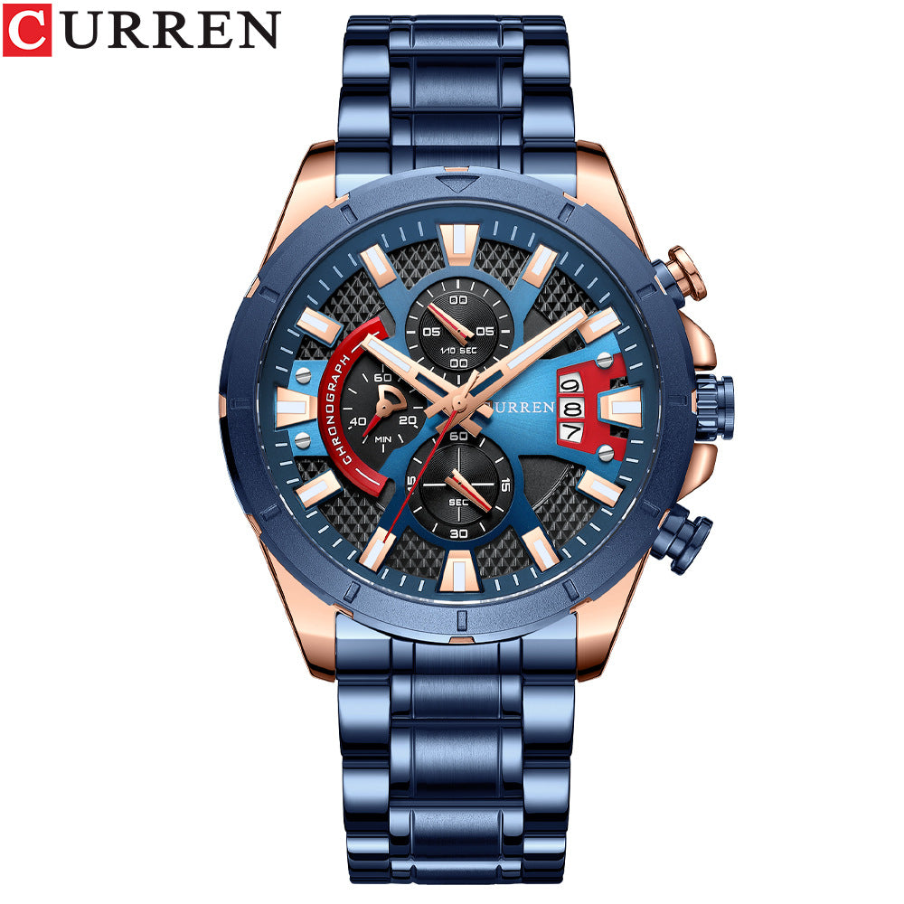 Curren/Careen  Men's Watch Six Hand Watch Quartz Watch Steel Band Watch Calendar Men's Watch