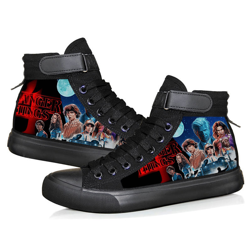 American TV series Stranger Things 4 around 3D digital printing shoes students high-top canvas shoes