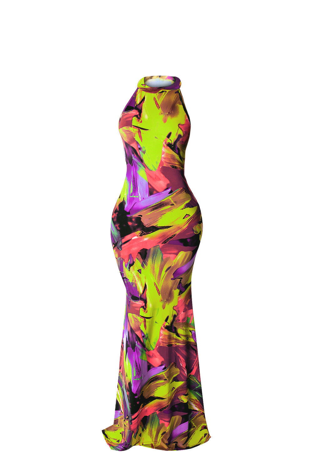 European and American Slim Long Skirt Women's Printed Beach Evening Dress