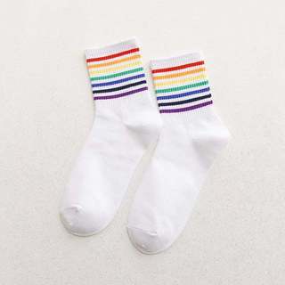 New spring and summer socks female autumn and winter tube socks pure color ins tide sports black white ladies socks