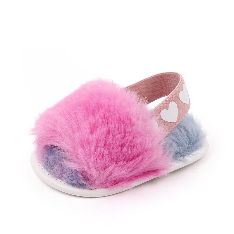0-1 years old elastic baby sandals fashion tie dye baby shoes fur sandals