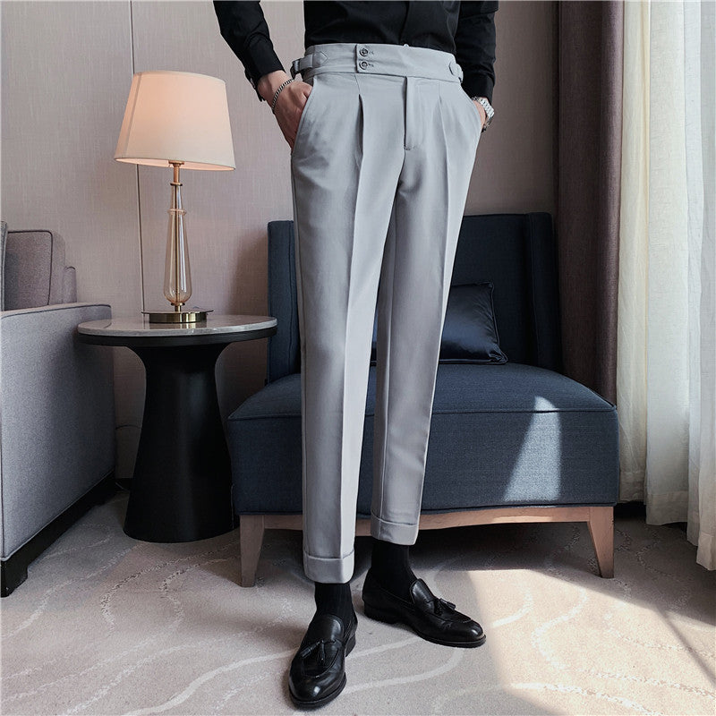 Korean version men's drape high-waist straight-leg pants