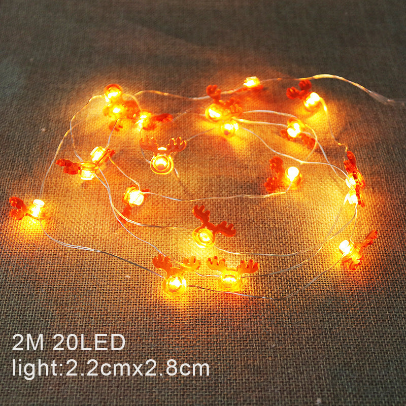 Cross-border mini led copper wire Christmas lights Santa elk snowman cane snowflake decoration string lights