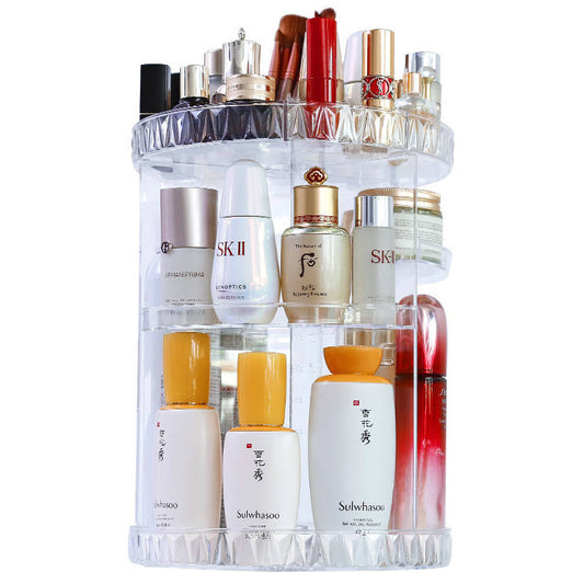 Cosmetic box desktop rack, skin care product storage rack, round plastic cosmetic storage box