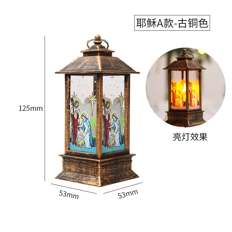 Cross-border christmas flame lanterns santa claus decoration christmas LED luminous ornament candlestick lamp