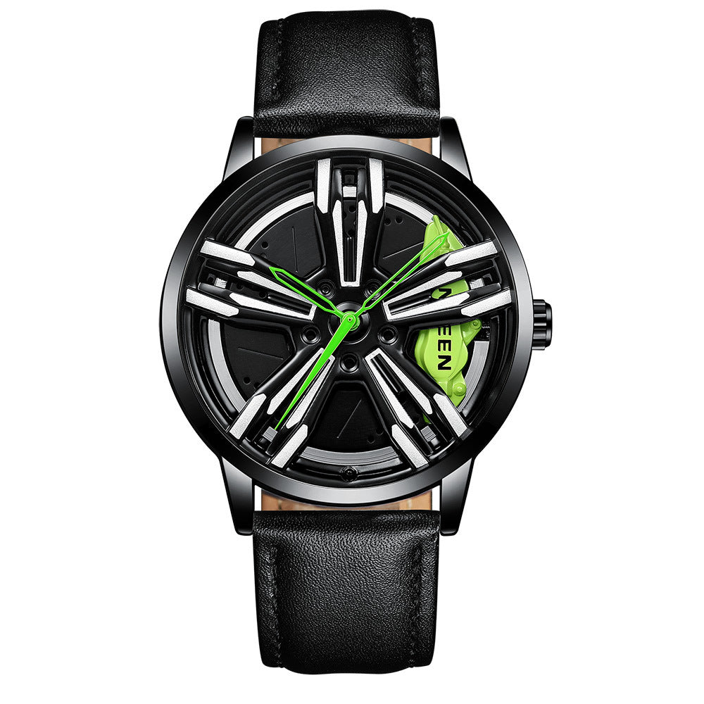 Locomotive watch men's rotating hub three-dimensional hollow luminous men's watch