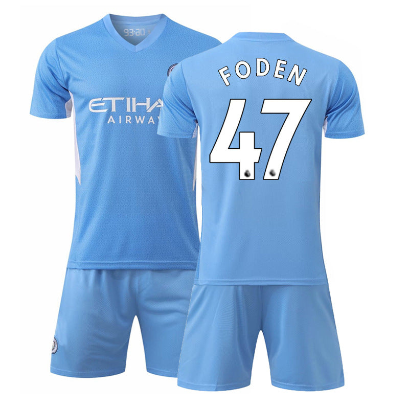 Manchester City home football jersey No. 10 Glalish jersey Blue Moon football jersey suit children's sportswear