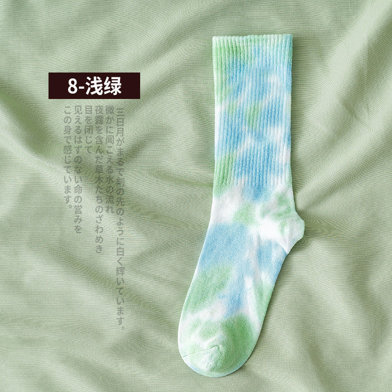 New style tube socks street trend high-top tide socks men and women solid color cotton sports basketball socks skateboard tie-dye socks