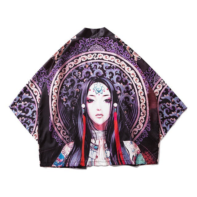 Cross-border digital printing Japanese-style Harajuku men's and women's kimono cloak jacket pajamas