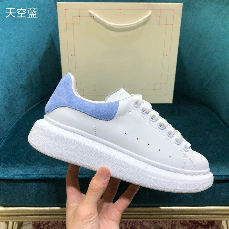 New small white shoes, leather thick-soled inner increase, platform bottom, wild couple casual shoes