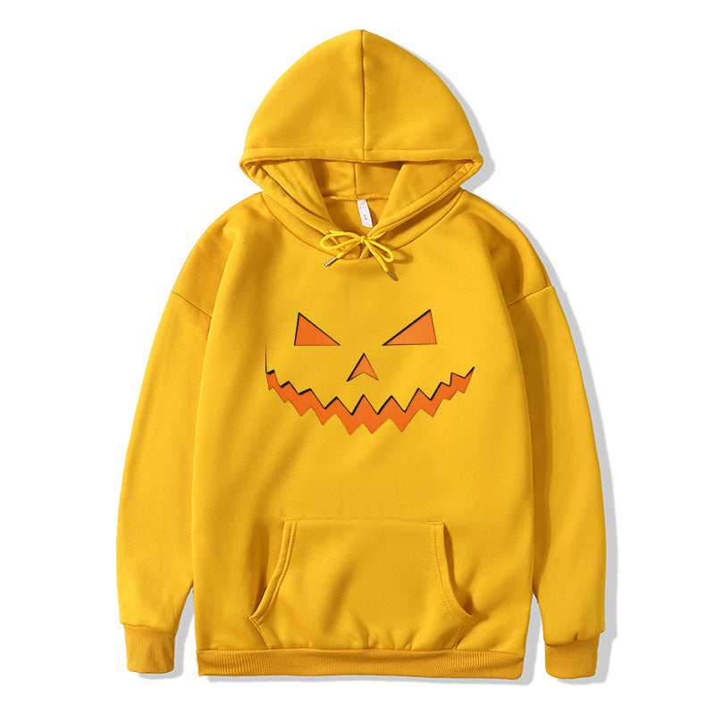 New pumpkin monster expression hoodie couple Halloween sweater long-sleeved loose casual jacket