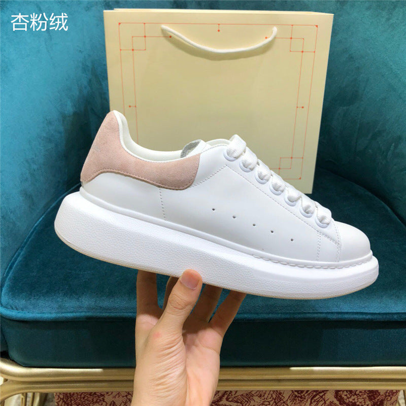 New small white shoes, leather thick-soled inner increase, platform bottom, wild couple casual shoes