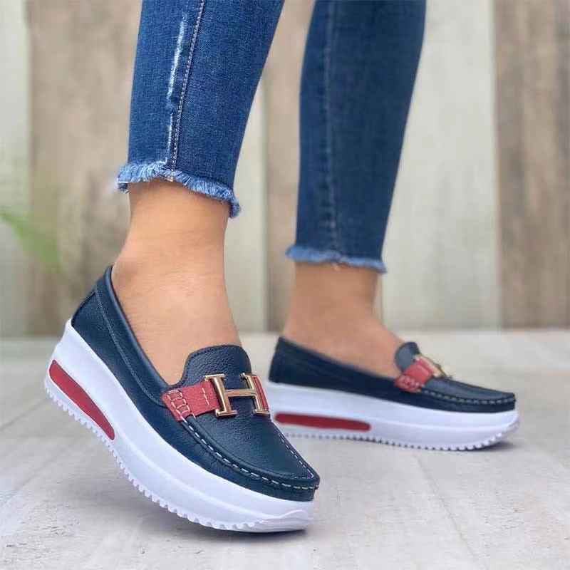 Thick bottom round head solid color women's shallow mouth women's single shoes