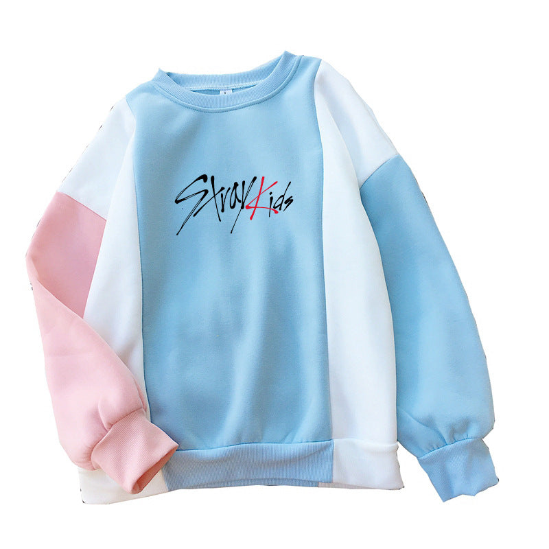 European and American style women's clothing hot sale Stray Kids loose and thin color matching sweater