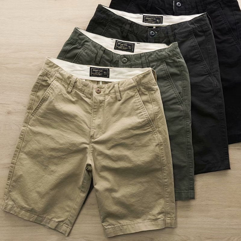 European and American texture washed men's casual shorts trendy men's cotton solid color all-match self-cultivation workwear five-point pants