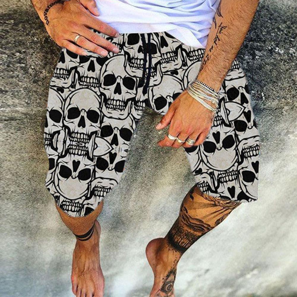 European and American floral print thin men's casual pants five-point men's loose shorts