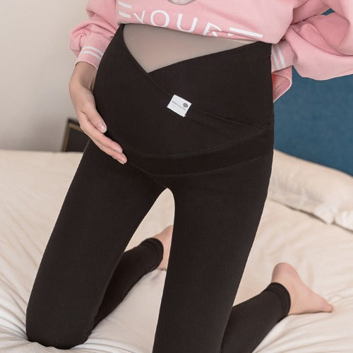 Fashion trendy moms wild net red pregnant women leggings high waist belly lift pants pure cotton long pants