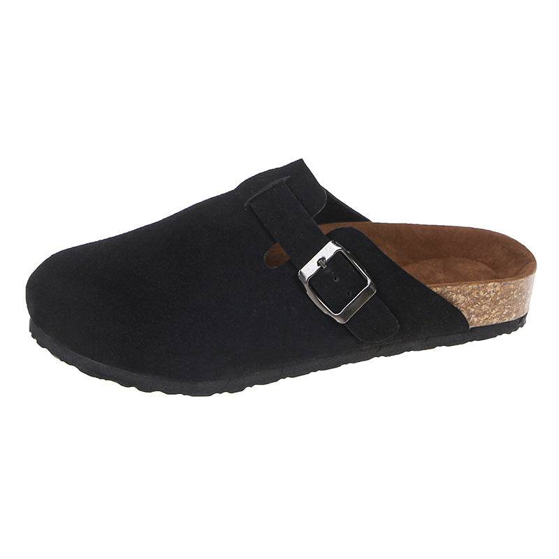 European and American fashion outer wear flat bottom couples flat cork lazy breathable slippers