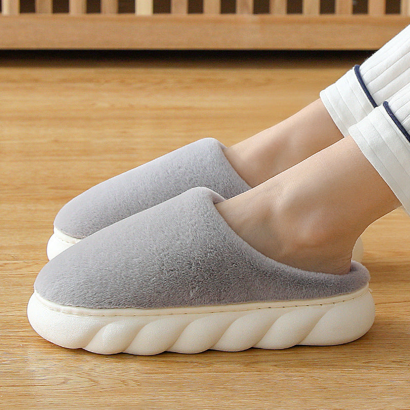 couples indoor home household cotton shoes men thick bottom fur women's slippers