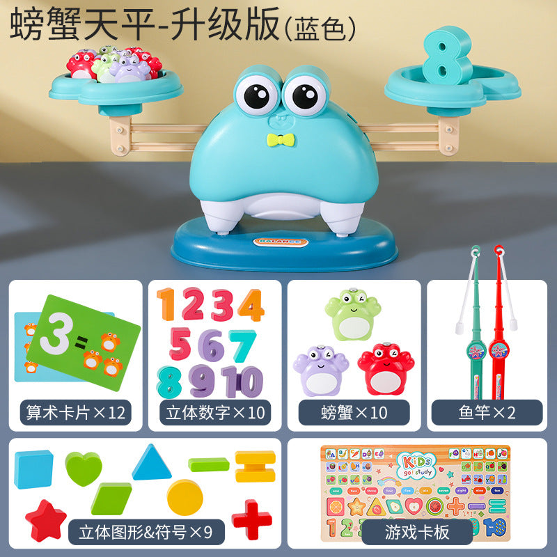 Children's frog balance scale fishing toy puzzle number addition and subtraction logic training parent-child interaction 1-2 years old 3