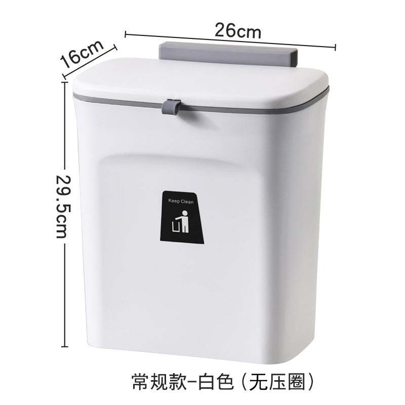 Thickened office sliding lid garbage basket household bedroom bathroom kitchen portable flip top kitchen waste wall-mounted trash can