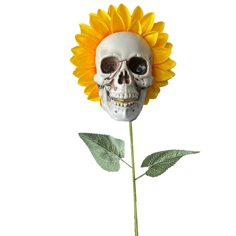 Cross-border Halloween decorations Sunflower skulls Garden simulation flower ornaments