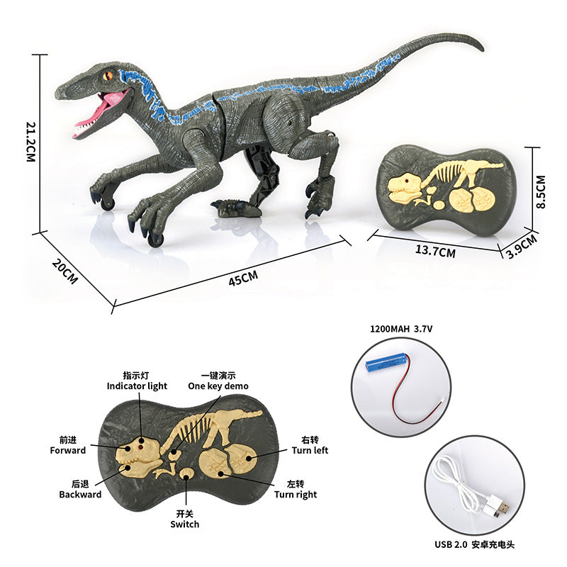 2.4G remote control simulation Velociraptor will take the intelligent electric realistic sound effect cross-border new product Jurassic dinosaur toy