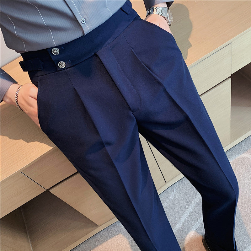 Korean version men's drape high-waist straight-leg pants