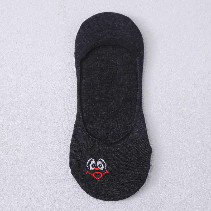 Socks female boat socks thin cute cartoon embroidery silicone non-slip shallow mouth invisible female socks